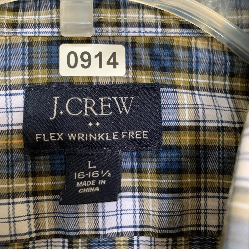 J.Crew Thompson Flex Wrinkle Free‎ Shirt Mens Long Sleeve Plaid Blue L 16-16.5